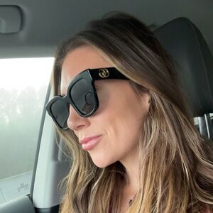 Gucci Black Sunglasses with Gold Accent